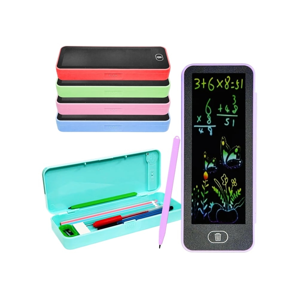 Color Pencil Ruler Box Colorcase 2 in 1 Pencil Box with Drawing LCD Writing Pad (Colour May ...
