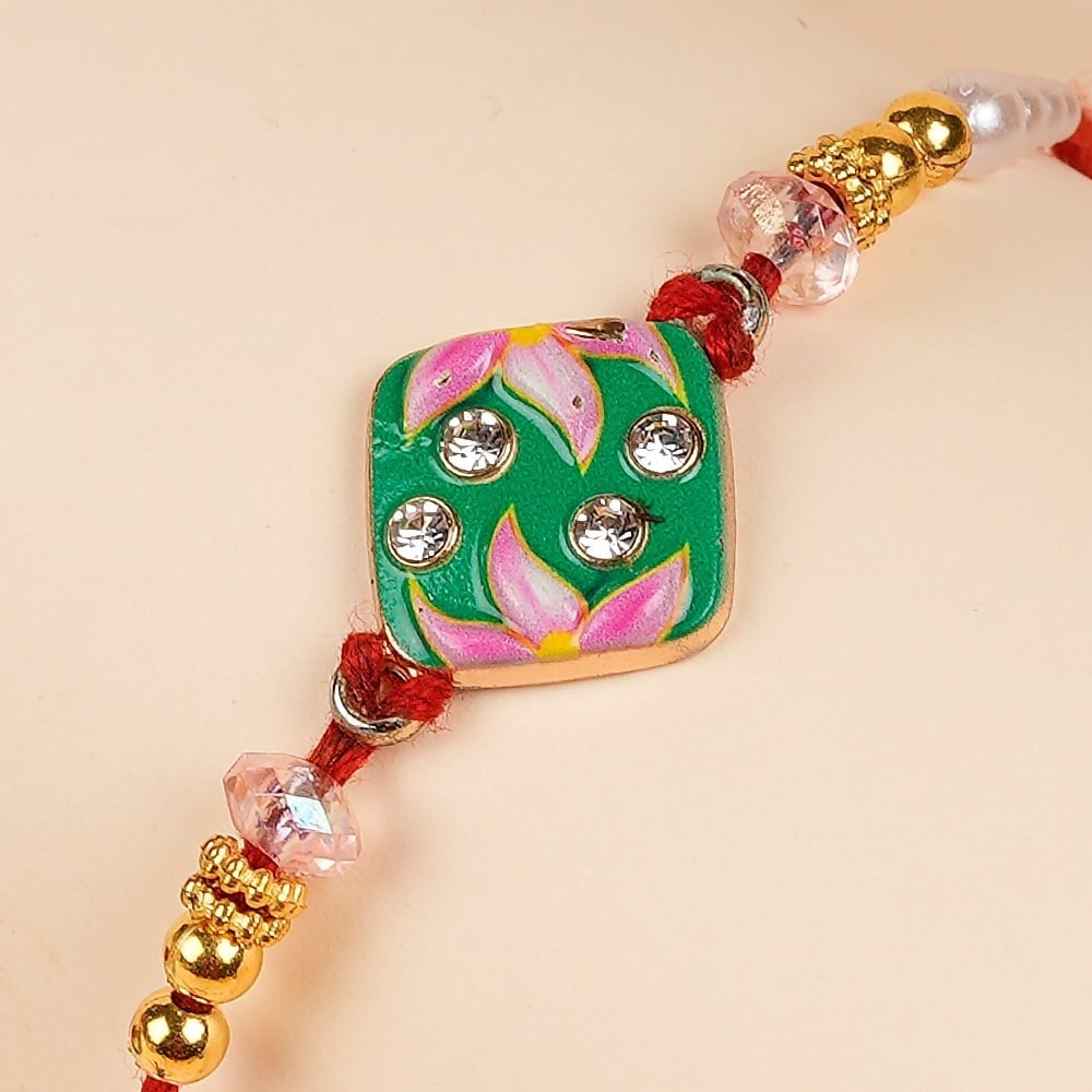 Square Rakhi Green Painted Square Rakhi by Anayza Price - Buy Online at Best Price ...