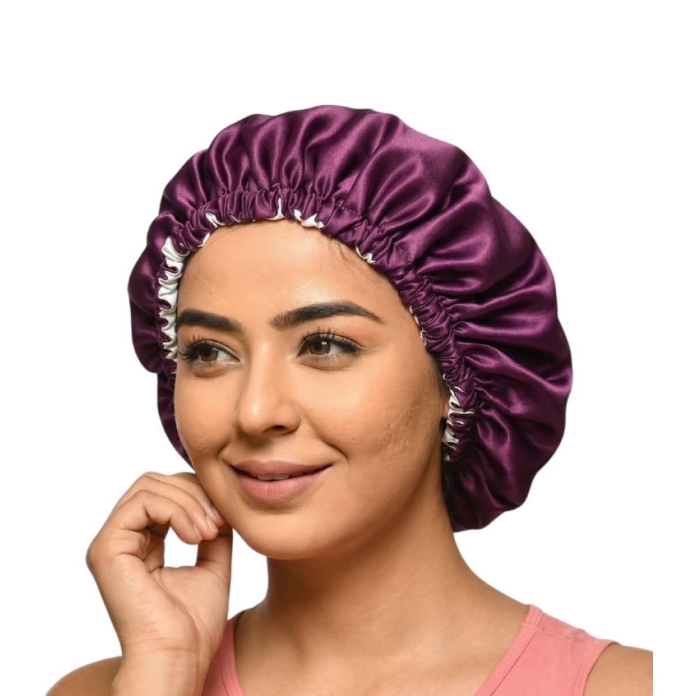 KLOY Satin Silk Hair Bonnet with Scrunchie (Wine) Price - Buy Online at ...