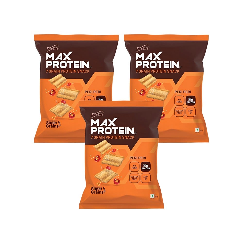 RiteBite Max Protein Peri Peri 10 g Protein Multigrain Chips - Pack of ...