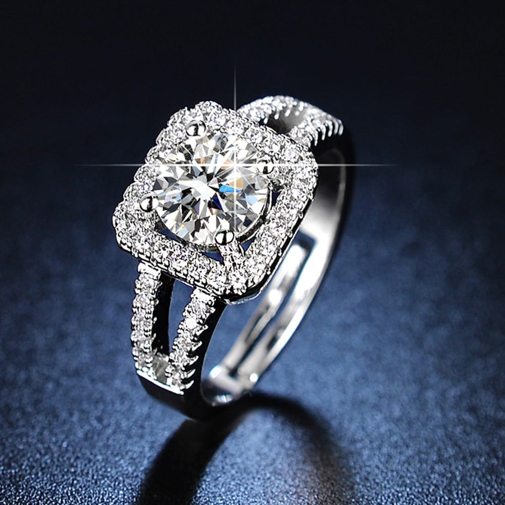 Jewels Galaxy Adjustable Solitaire Ring (Silver) Price - Buy Online at ...