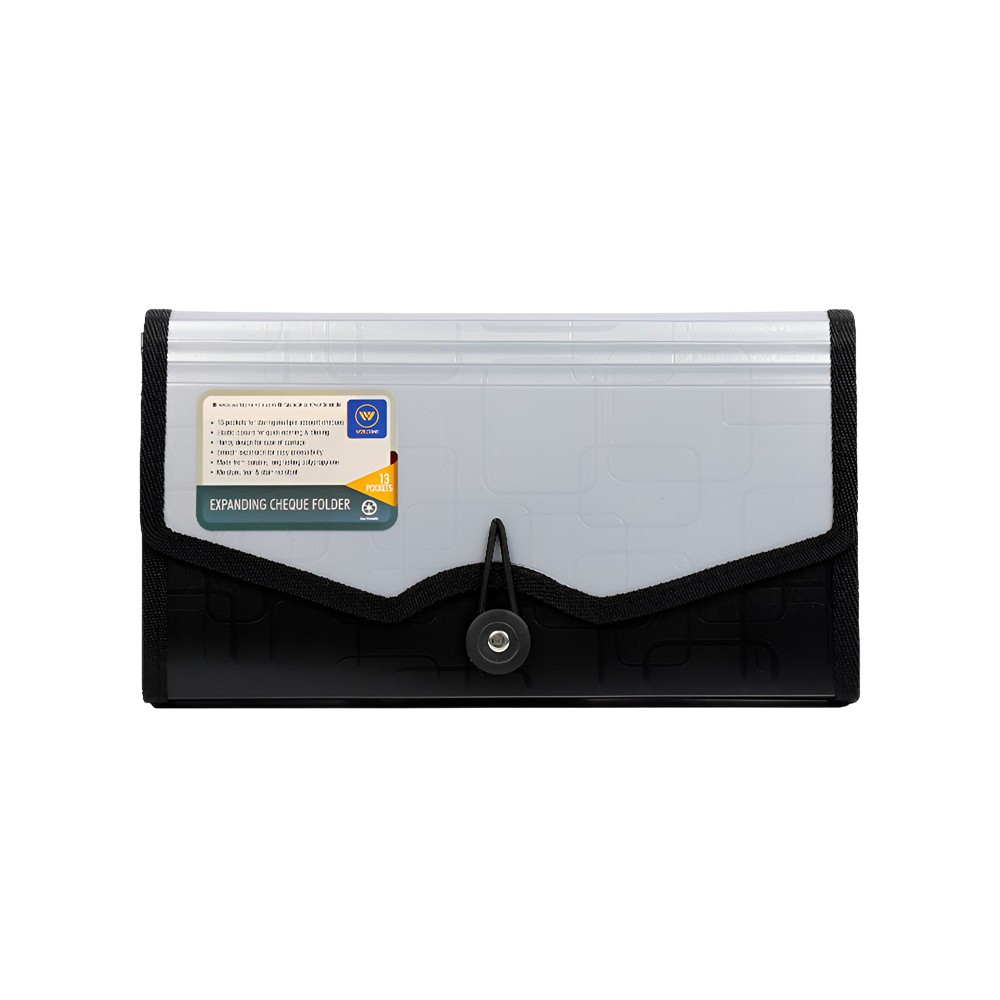Worldone Expanding Check File Folder (13 Pockets, Grey & Black) Price ...