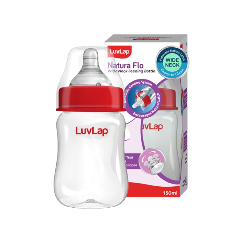 Babyhug Wide Neck Sterilizable Feeding Bottle Red - 160 ml