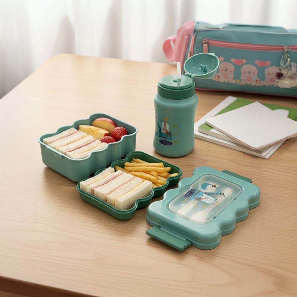 HomeEssentials Lunch Box Set with Water Bottle (Green) Price - Buy ...