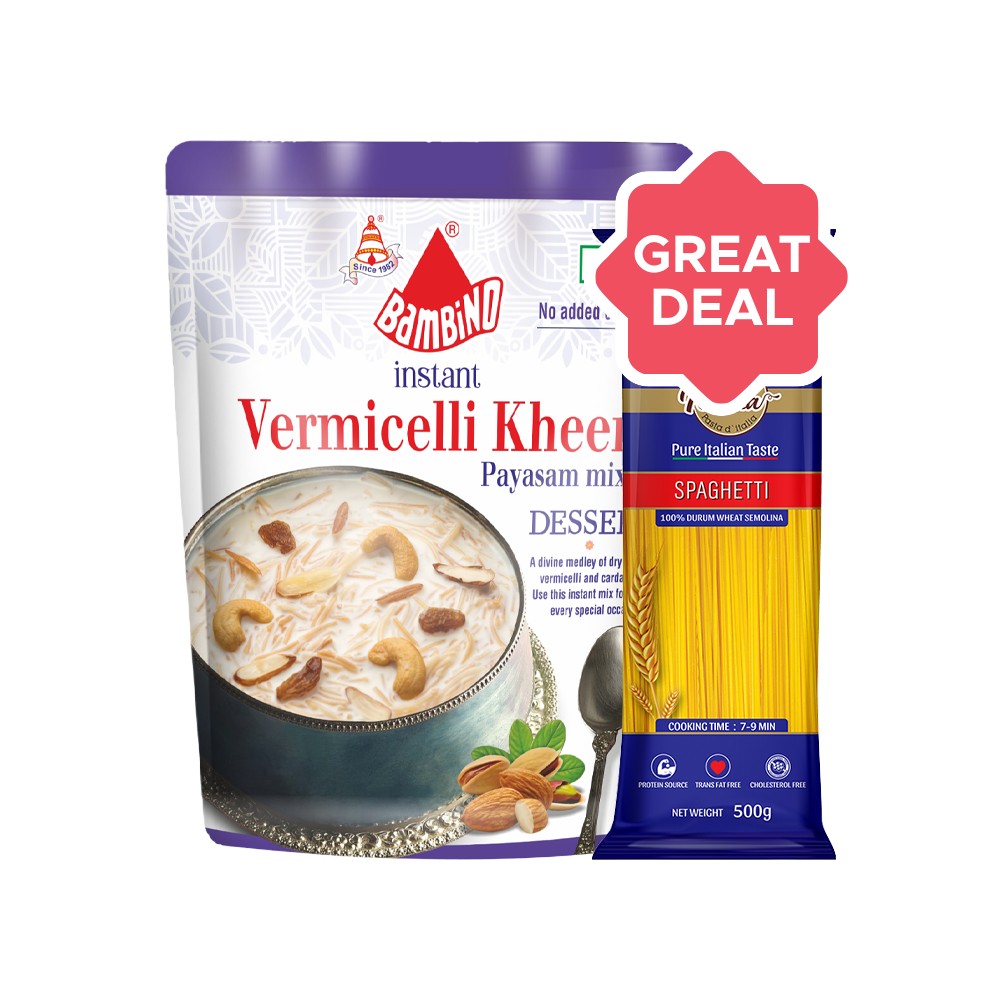 Bambino Vermicelli Kheer Payasam Dessert Mix + Rosetta Premium Pasta ...