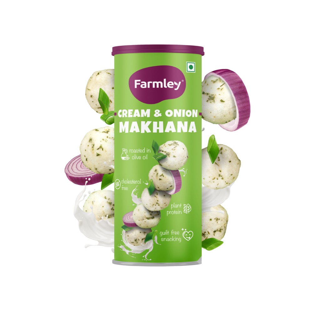 Farmley Cream & Onion Roasted Flavoured Makhana Roasted In Olive Oil ...