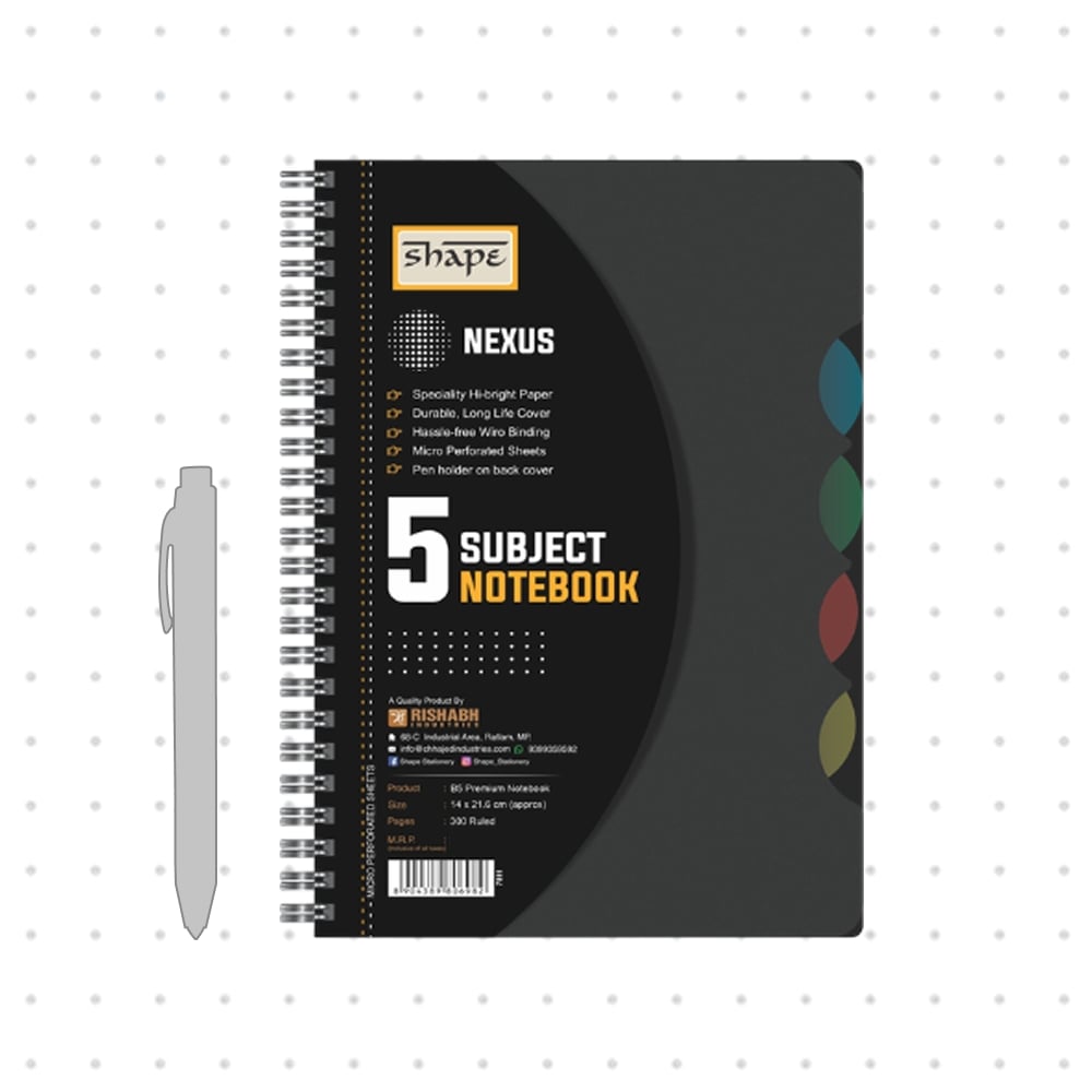 Shape Notebook Shape 5 Subject Single Line Notebook (B5, Black) Price - Buy Online at ...