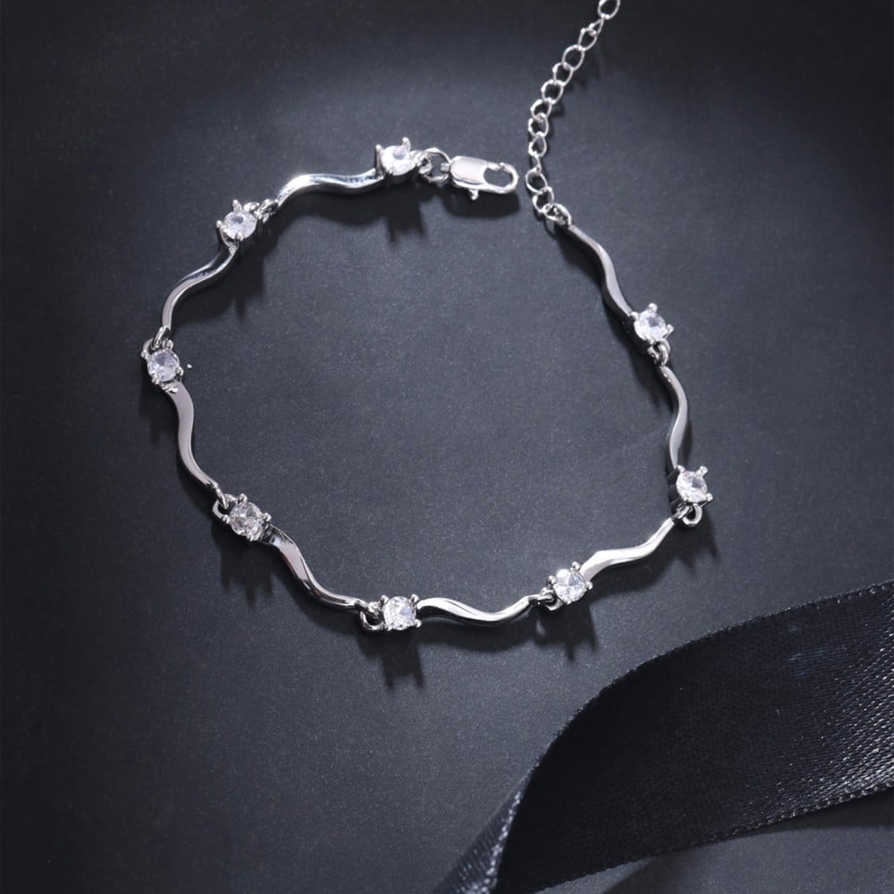 Yellow Chimes Chain Crystal Link Bracelet (Silver) Price - Buy