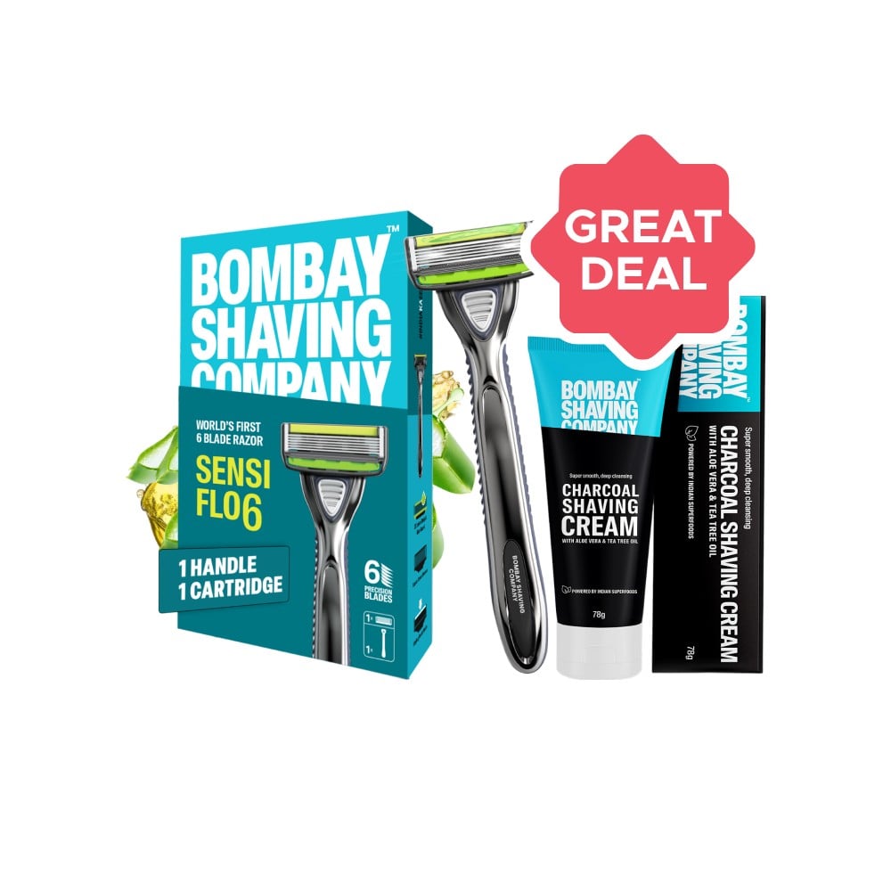 Bombay Shaving Company Sensi Flo 6 Men's Razor + Charcoal Shaving Cream ...