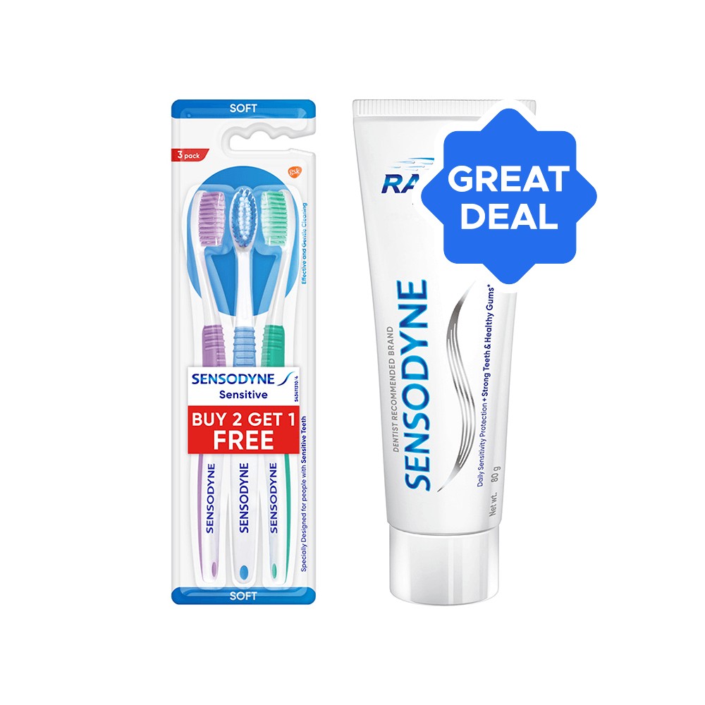 Toothbrush Soft Rounded Sensodyne Sensitive Toothbrush With Soft Rounded Bristles - Buy 2 Get 1 ...