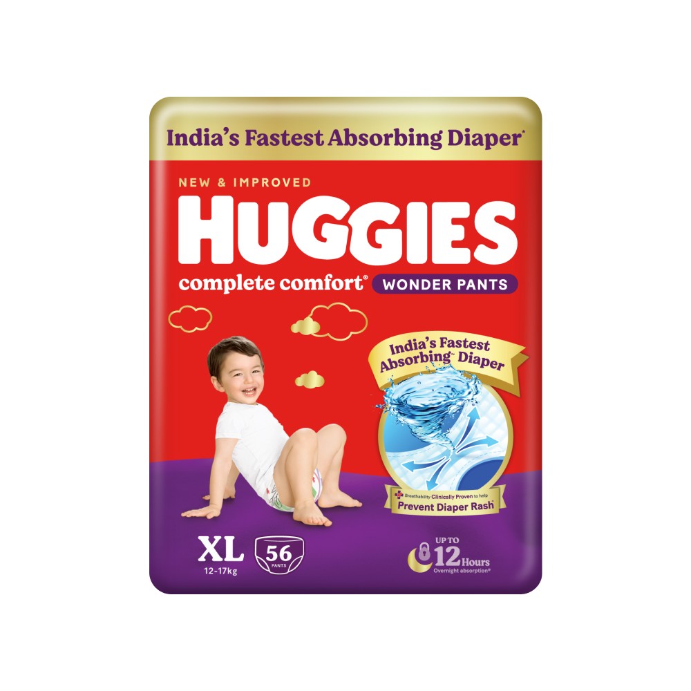 Huggies Complete Comfort Fastest Absorbing Wonder Diaper (Pants, XL, 12 ...