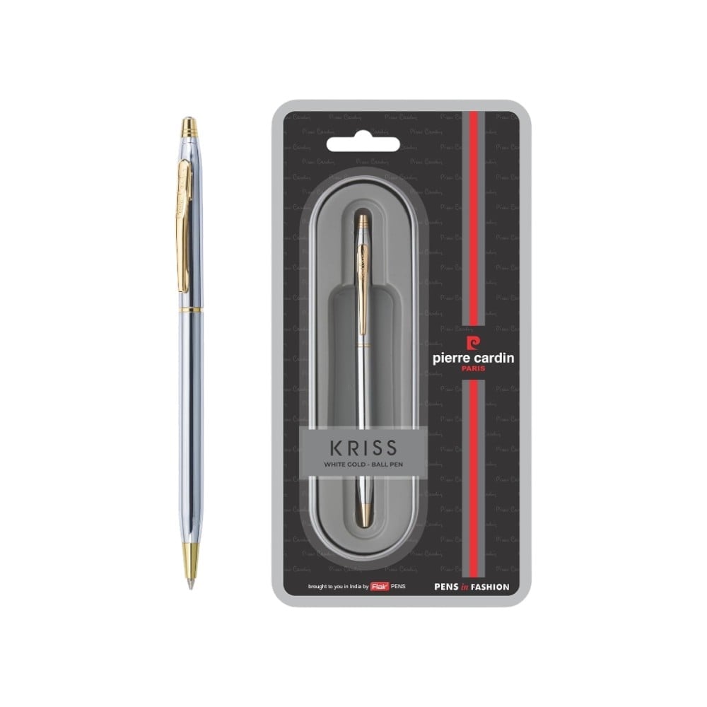 Pierre Cardin Kriss PIERRE CARDIN KRISS WHITE GOLD BALL PEN INK BLUE