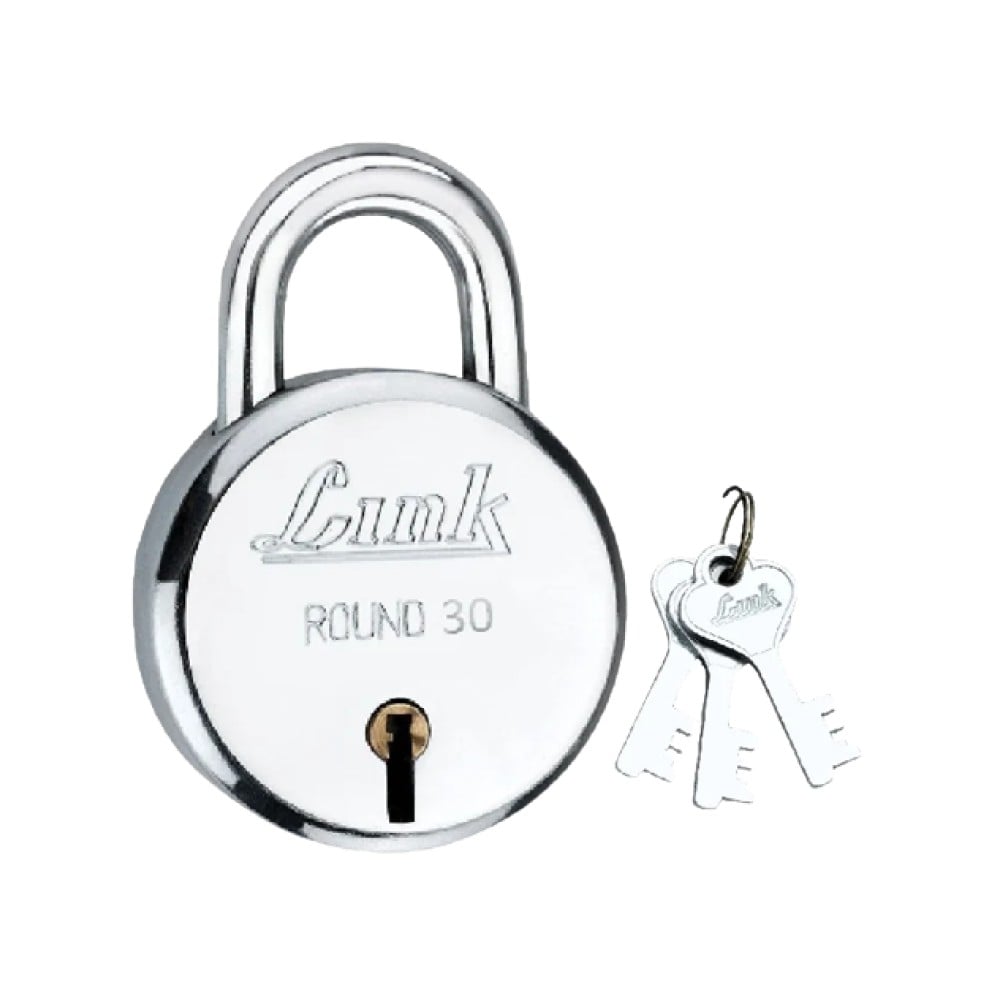Link Round 30 mm Mini Travel Single Pad Lock with 3 Keys (Silver) Price ...