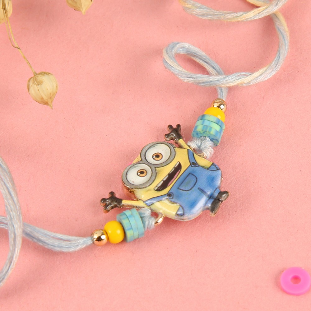 Minion Fun Beaded Kids Rakhi (Multicolour) by Flower Aura