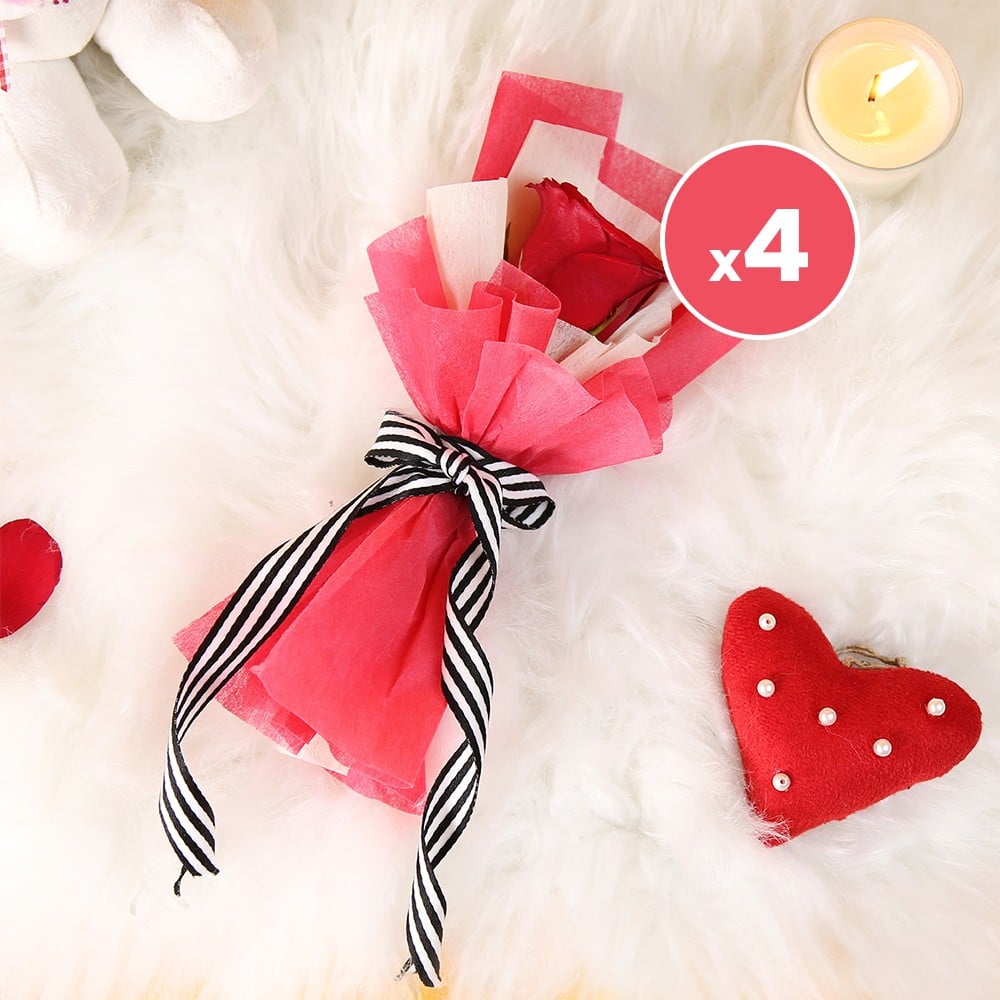 IGP Eternal Love Single Red Rose Bouquet - Pack of 4 Price - Buy Online ...
