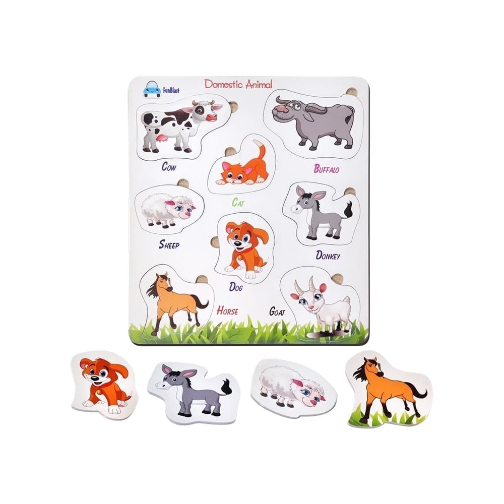 FunBlast Domestic Animals Wooden Puzzle Board Price - Buy Online at ...