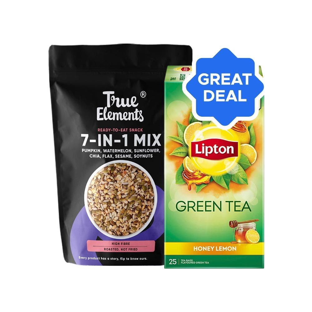 True Elements 7 in 1 Roasted Seeds Mix + Lipton Honey Lemon Green Tea ...