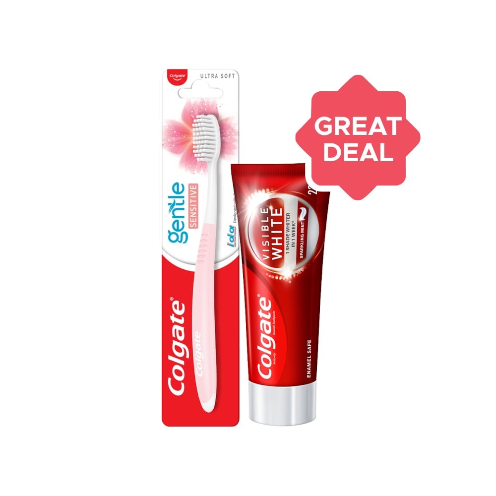 Colgate Gentle Sensitive Soft Bristles Toothbrush + Visible White ...