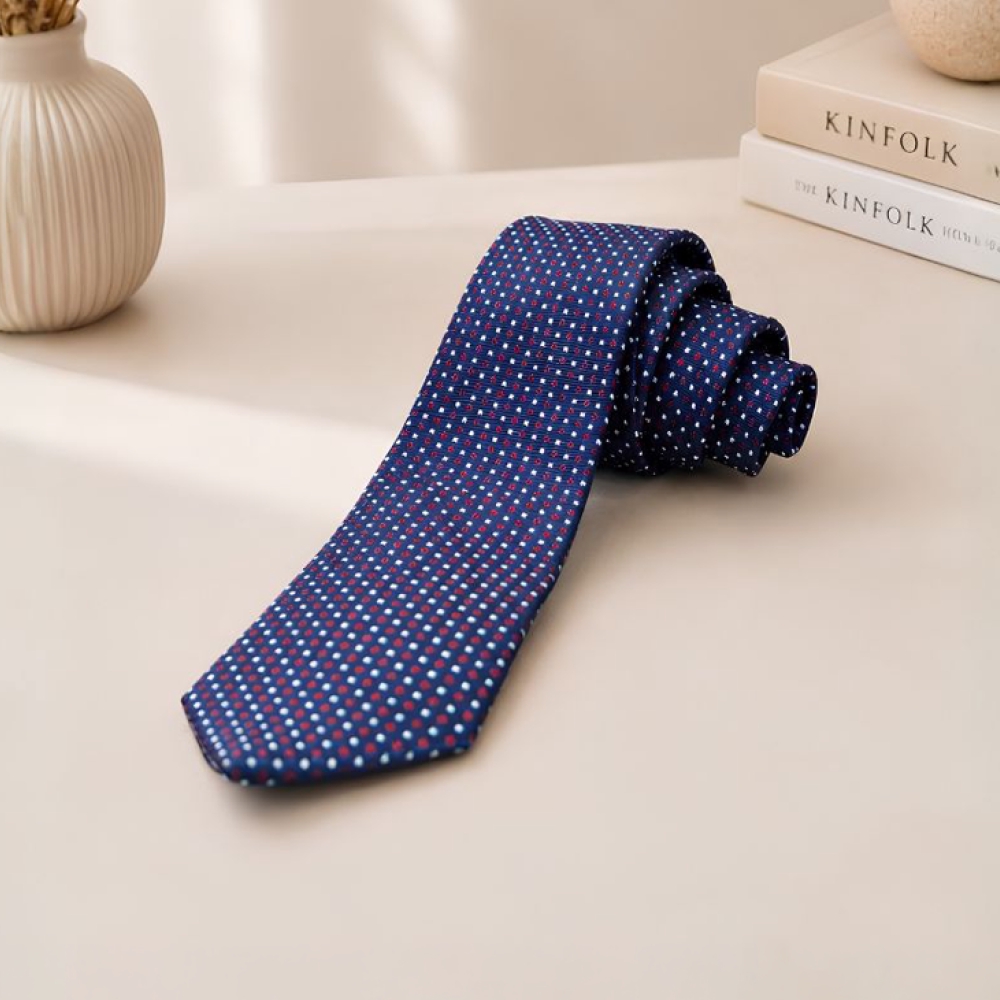 Kovaklan Dotted Tie (Navy Blue, Microfiber) Price - Buy Online at