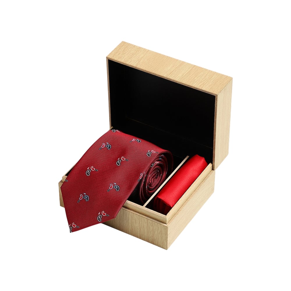 Satya Paul Pocket Square & Tie Set (Red, Polyester) Price - Buy
