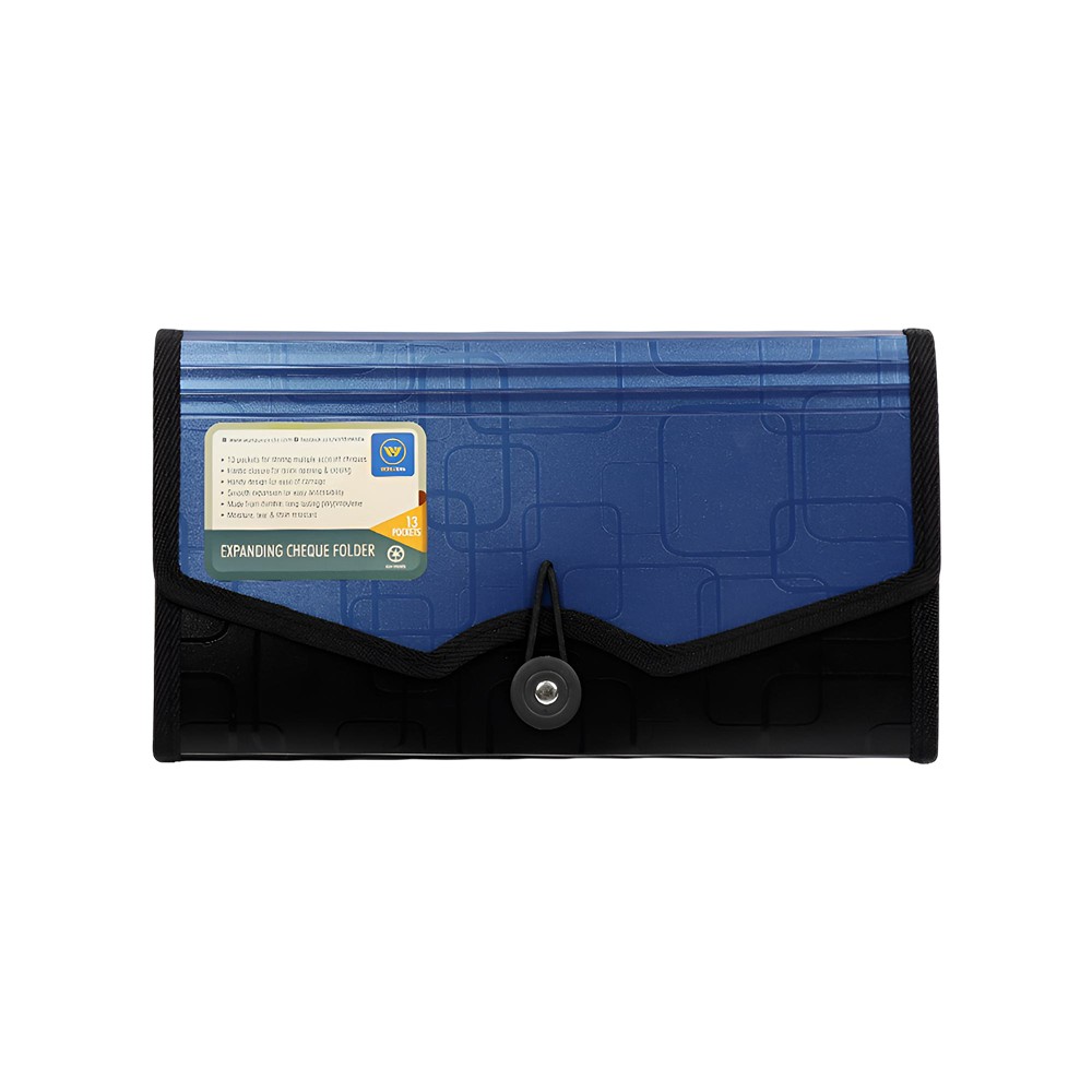 Worldone Expanding Check File Folder (13 Pockets, Blue & Black) Price ...