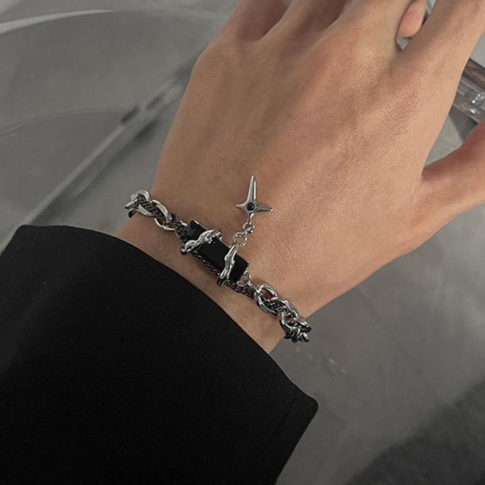 Salty Alpha Dapper Design Men's Bracelet (Silver) - Image 1