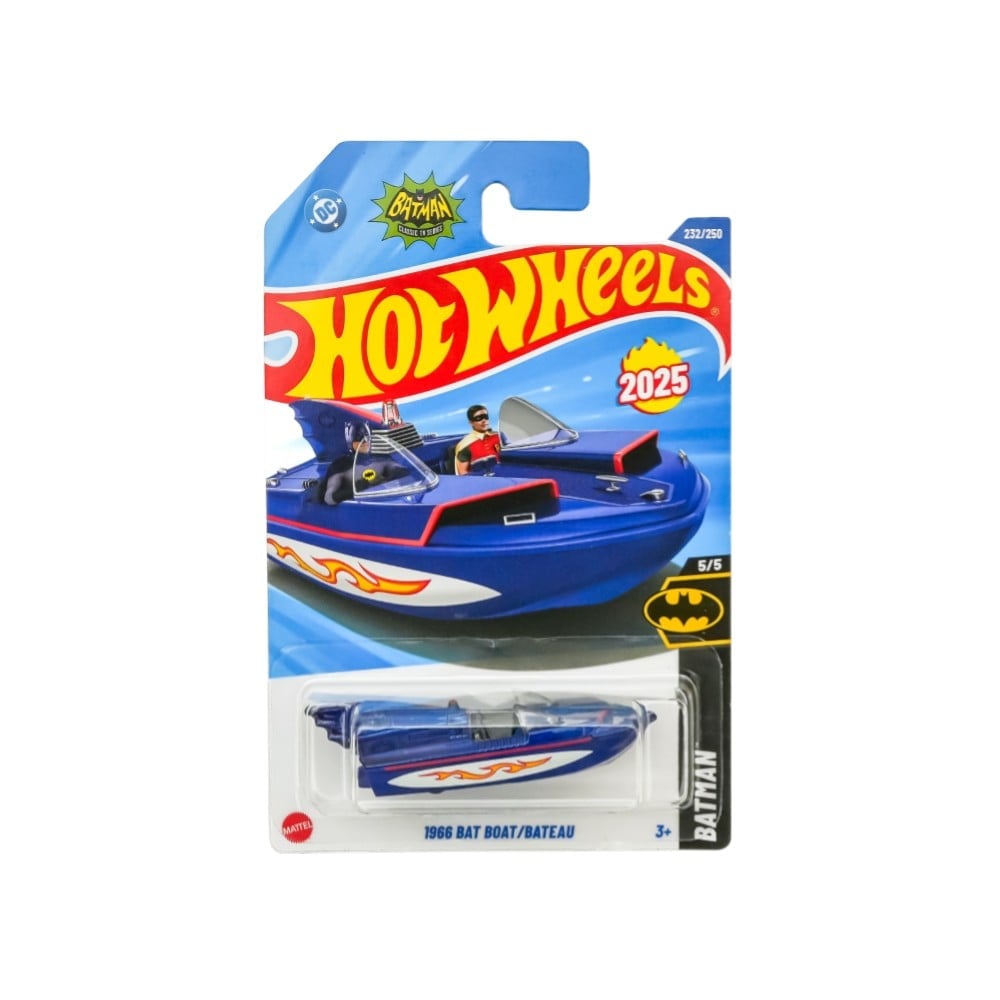 Hot Wheels 1966 Bat Boat - Nuova Custodia M 2025, Scheda Lunga, Scala 1:64