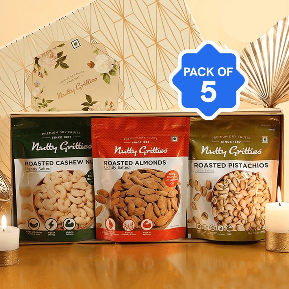 Nutty Gritties Premium Dry Fruits Gift Pack (Roasted & Salted Almonds ...