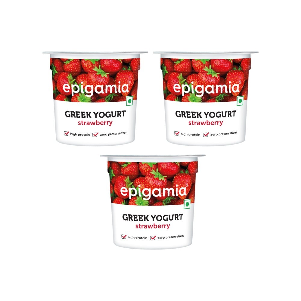 Epigamia Strawberry Flavoured Yogurt - Pack of 3 Price - Buy Online at ...