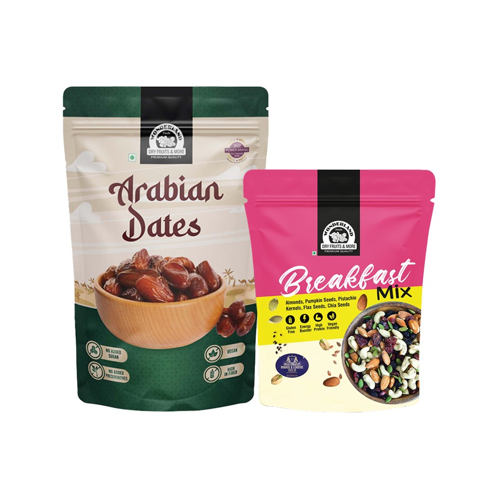 Wonderland Foods Breakfast Mix - Nuts & Seed Mix + Arabian Dates Combo ...