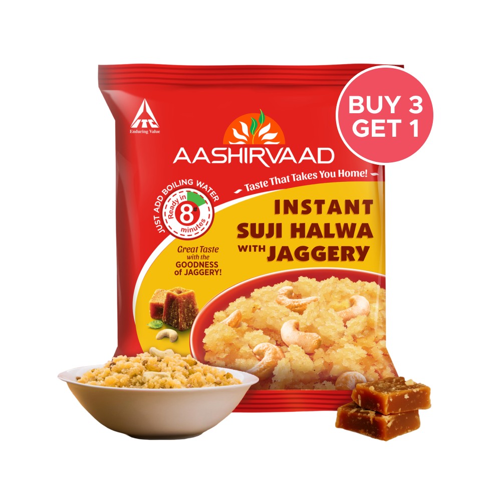 Aashirvaad Instant Suji Halwa with Jaggery Ready to Eat - Buy 3 Get 1 ...