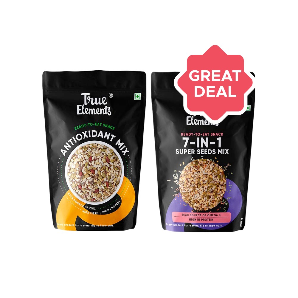 True Elements Antioxidant Seeds Mix + 7 in 1 Roasted Seeds Mix Combo ...