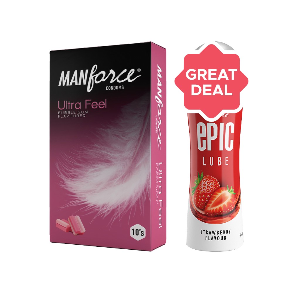 Manforce Manforce Ultra Feel Condom - Bubble Gum Flavour + Manforce Epic ...