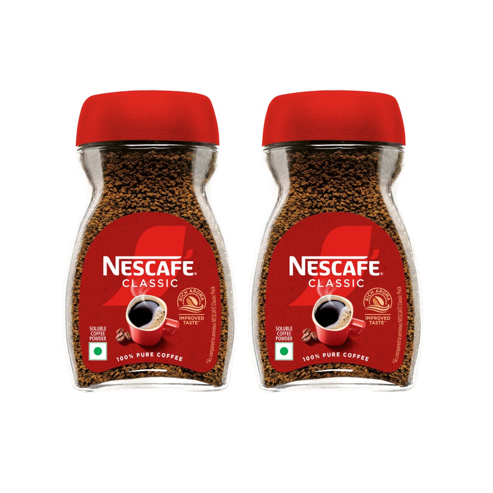 Nescafe Classic - Instant Coffee Powder - 100% Pure Coffee - Pack of 2
