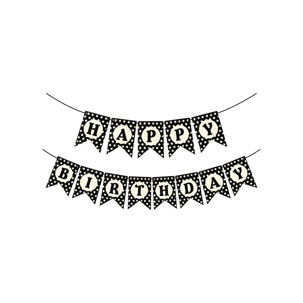 Black Polka Dot Happy Birthday Cardstock Banner by Just Party Price ...