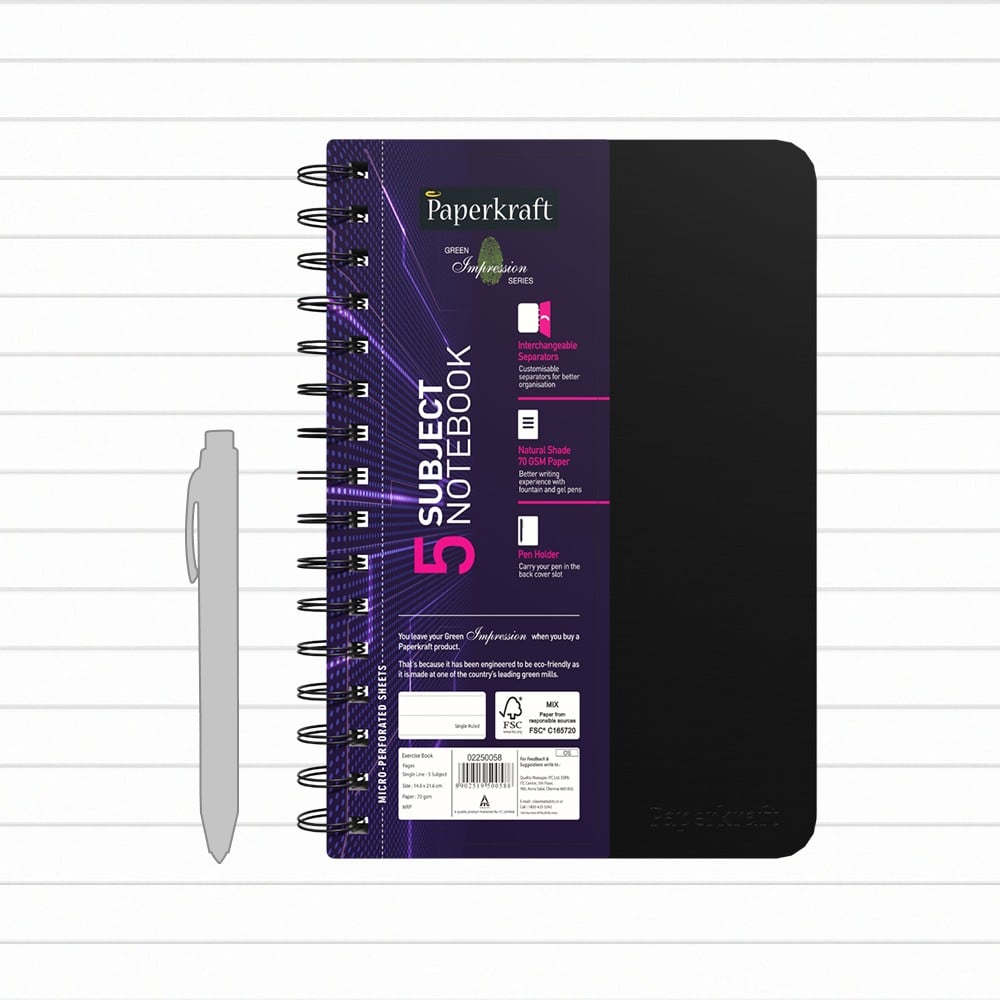 Paperkraft 5 Subject Single Line Notebook (B5, Blue, Black) Price - Buy ...