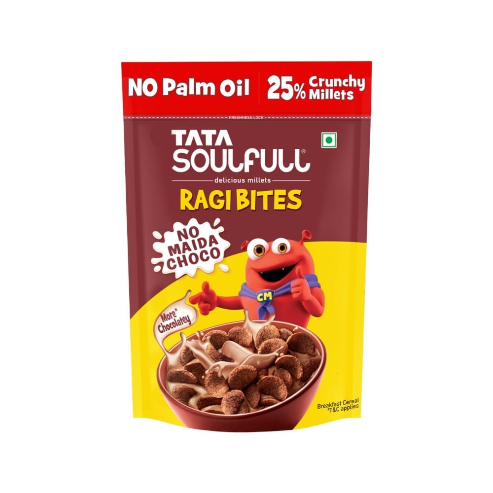 Tata Ragi Powder Tata Soulfull Ragi Bites Choco 7 Grains Kids Breakfast Cereal (No Maida ...