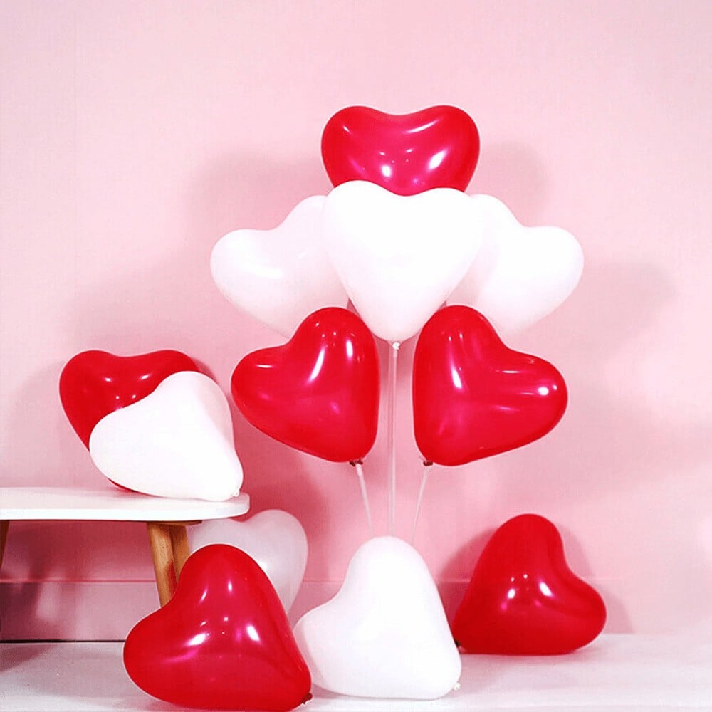 Valentine's Day Red and White Heart Shaped Balloons by Party Propz ...