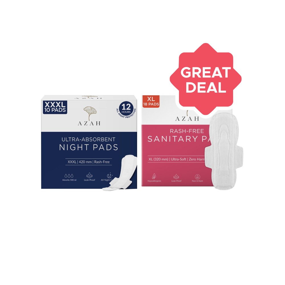 Azah XXXL Night Sanitary Pads (Pack of 10) + XL Rash Free Sanitary Pads ...