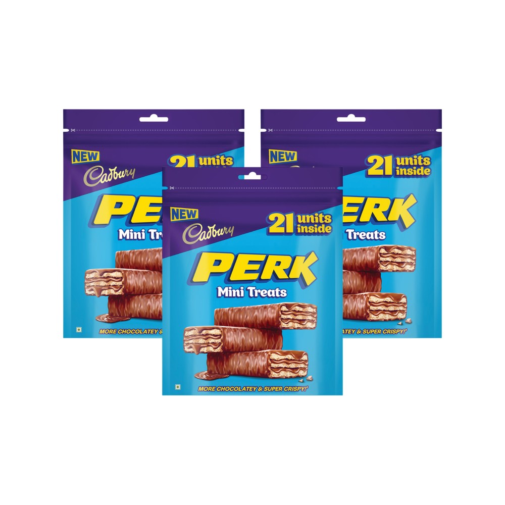 Cadbury Perk Mini Treats Coated Wafer Chocolate - Pack of 3