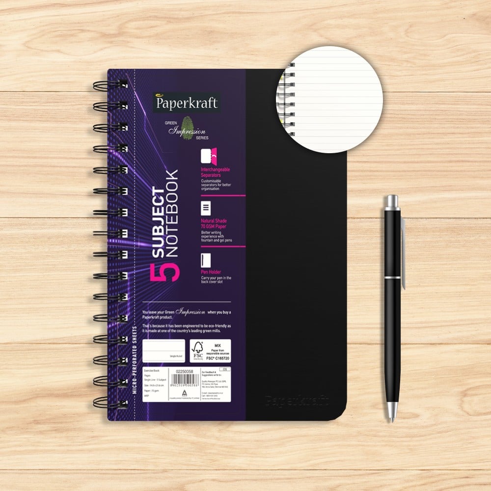 Paperkraft Single Line Notebook (B5, 300 Pages, Blue & Black) Price ...