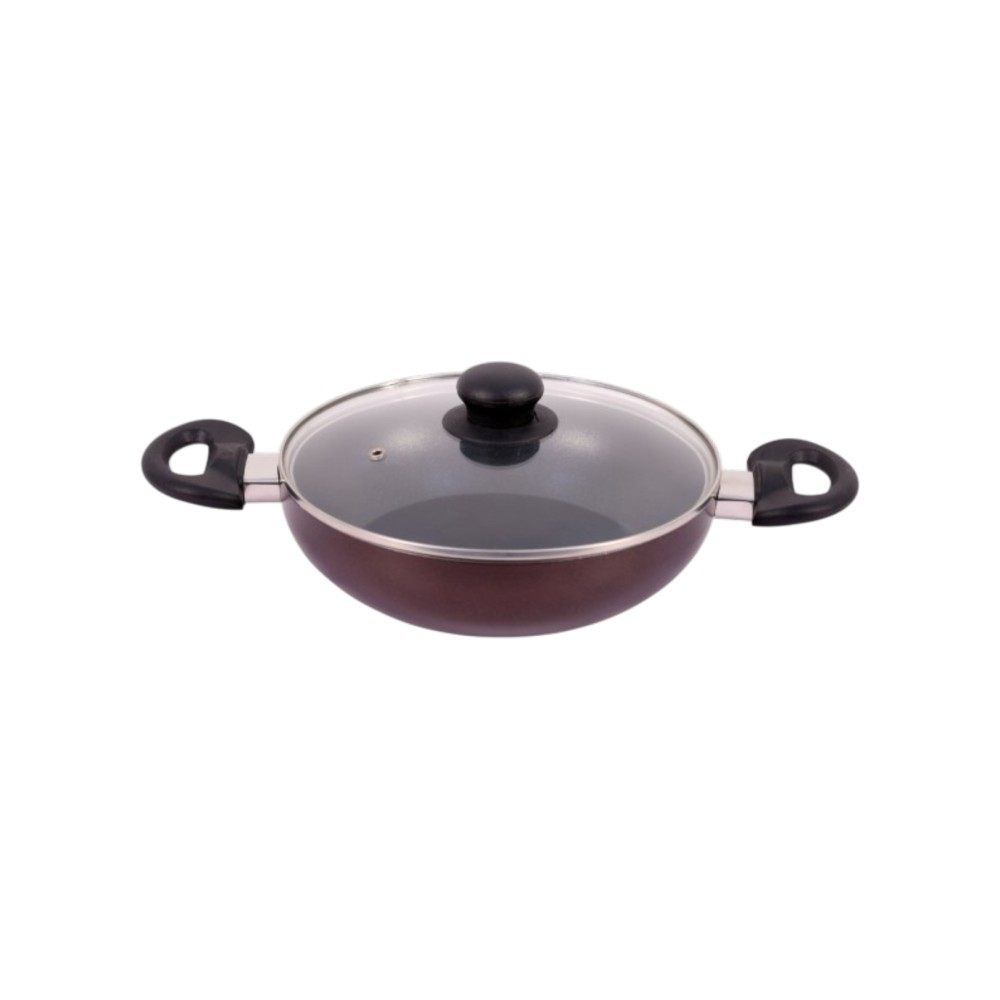 Bombay Kookware Kadai With Lid (Aluminium, 2 ltrs, Maroon)