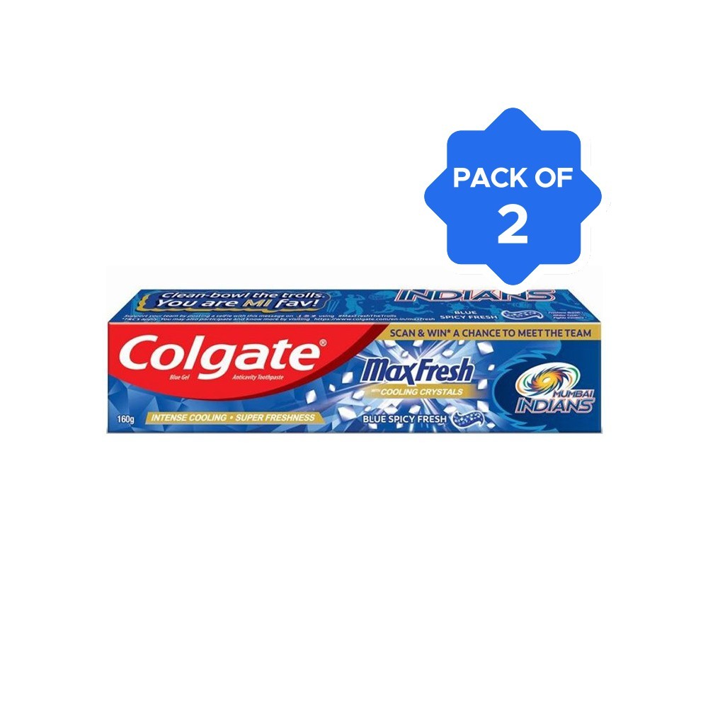 Colgate MaxFresh Blue Spicy Fresh (Mumbai Indians) Gel Toothpaste ...