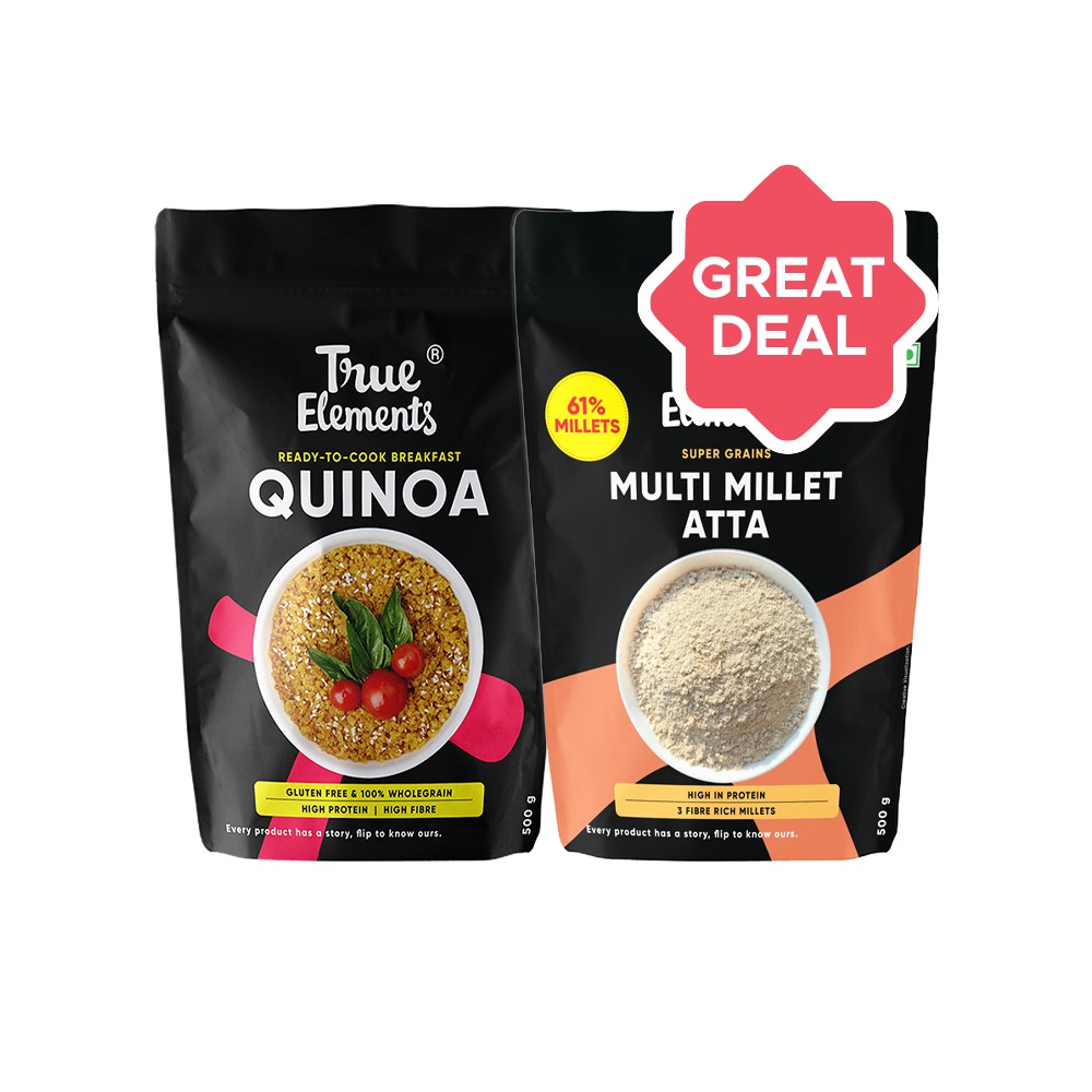 True Millets True Elements Wholegrain Premium Quinoa + Millet Mix Atta Combo Price ...