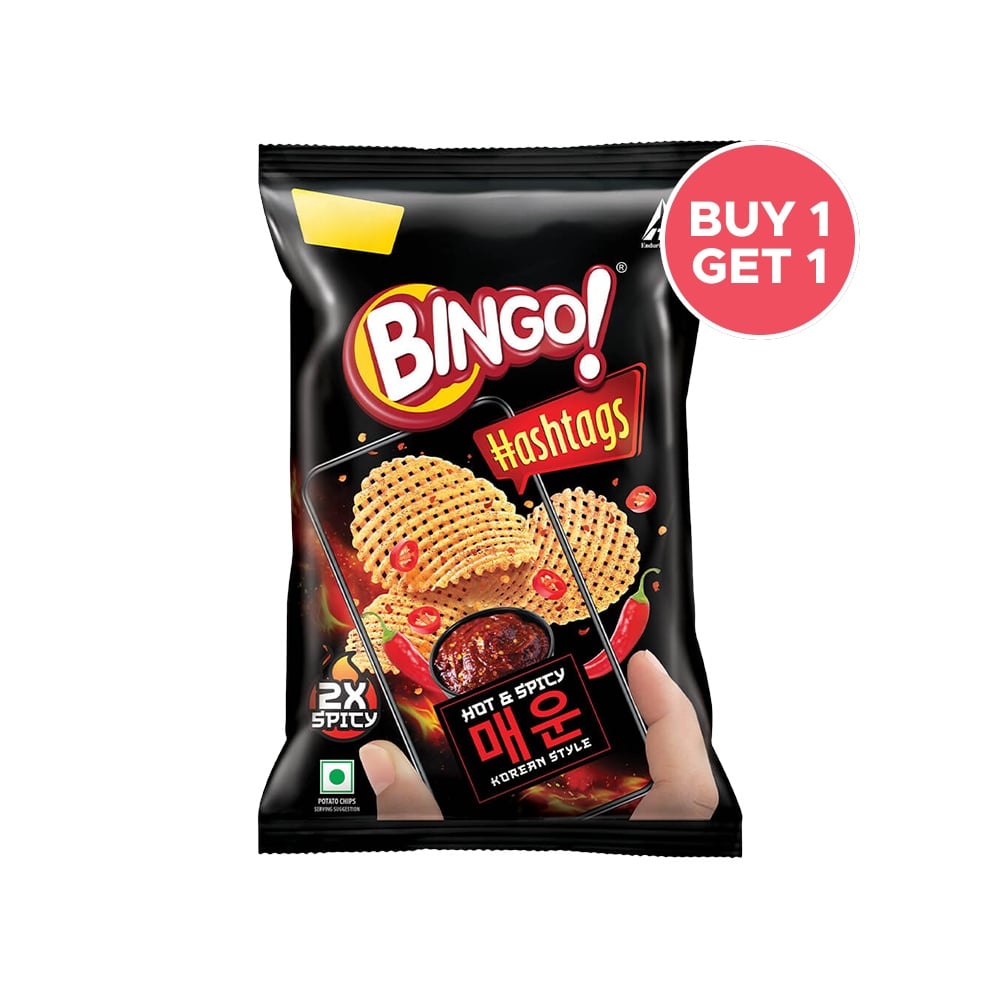 Bingo Hashtags Hot & Spicy Korean Style Chips - Buy 1 Get 1 Free