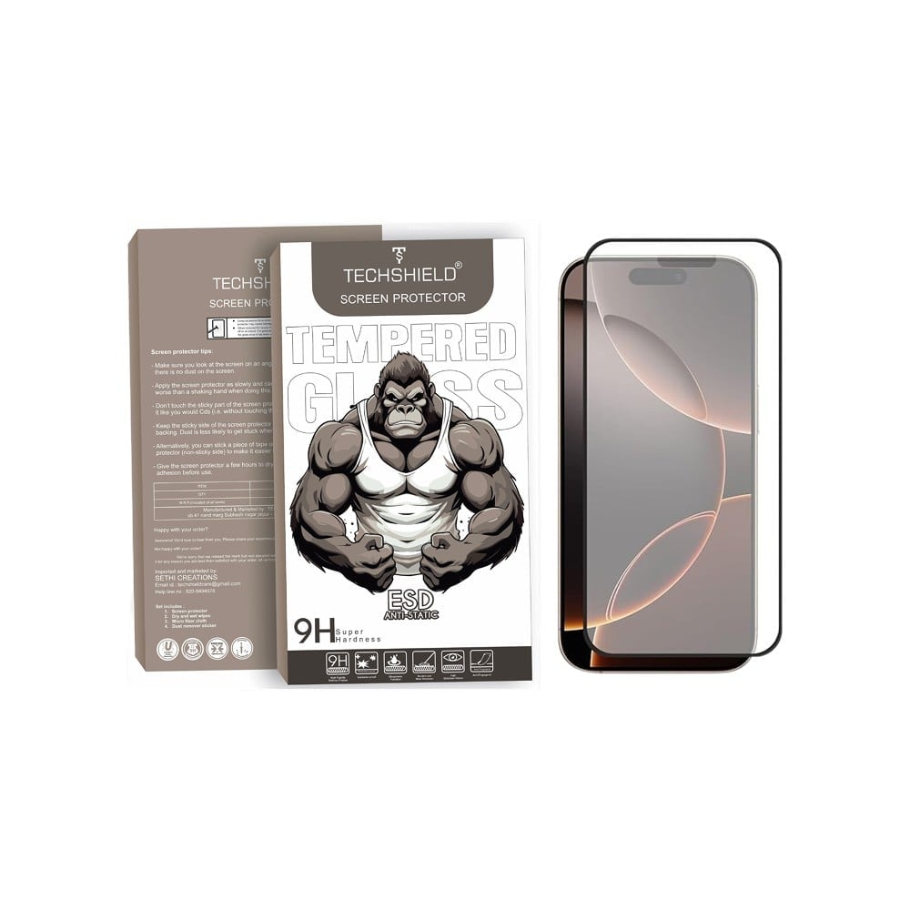 Magic Techshield Techshield Military Grade Anti Glare Tempered Glass (For IPhone 16 Pro ...