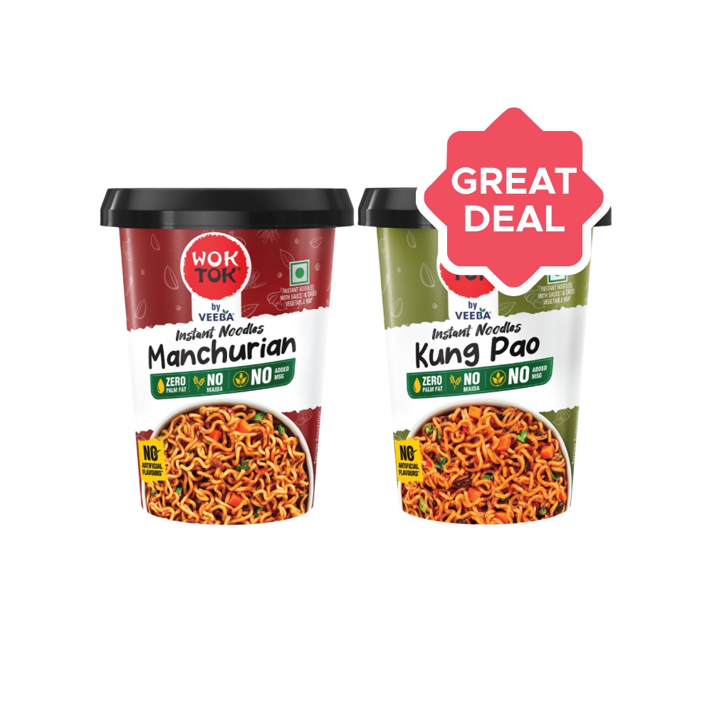 Wok Tok by Veeba Manchurian Instant Cup Noodles + Kung Pao Instant Cup ...