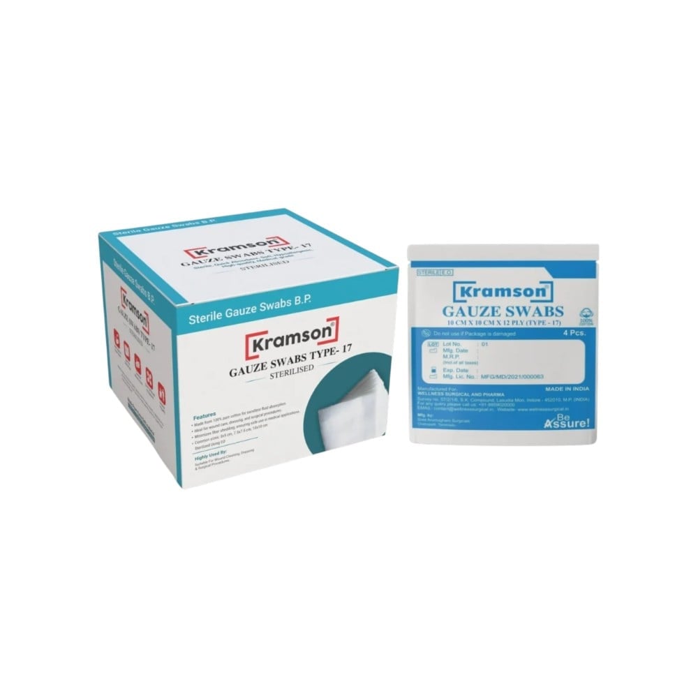 Kramson Gauze Swab Sterile (10 cm x 10 cm x 12 ply) Price - Buy Online ...