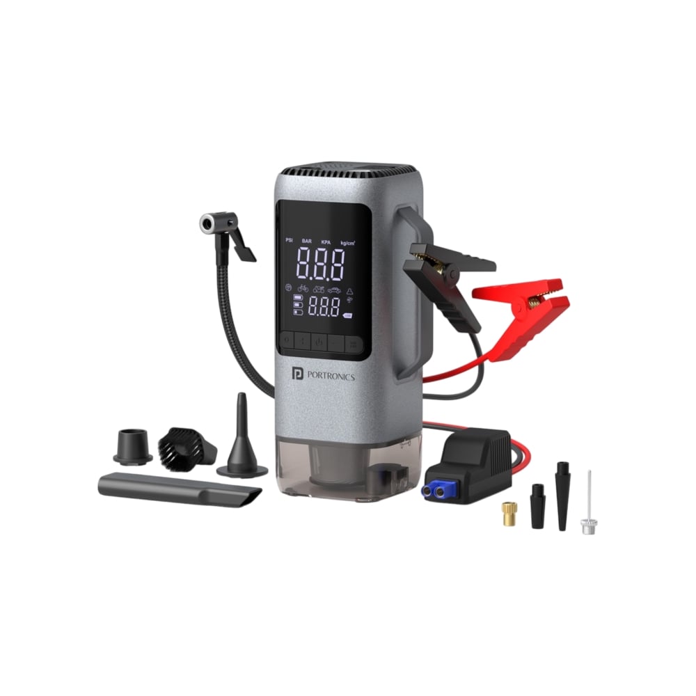 Portronics 6-in-1 Rechargeable BLDC Tyre Inflator & Jump Starter - Image 1
