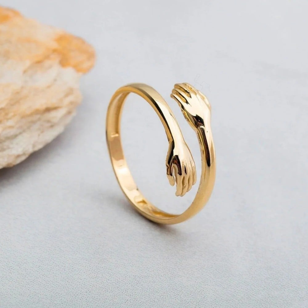 Hug Type Rings Jewels Galaxy Hug Shaped Adjustable Ring (Golden) Price - Buy Online at ...